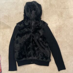 Aqua Bloomingdales faux fur hooded jacket